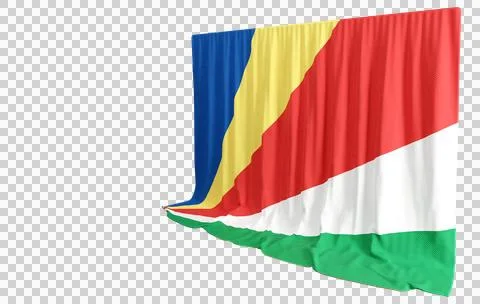 Seychelles Flag Curtain in 3D Rendering called Flag of Seychelles Stock Illustration