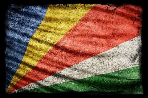 Seychelles Flag, Grunge Texture 스톡 일러스트