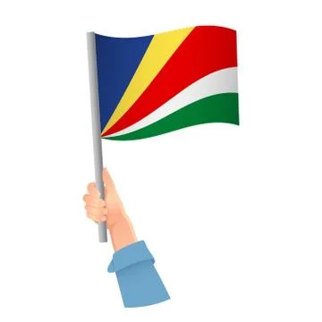 Seychelles flag in hand icon Stock Illustration