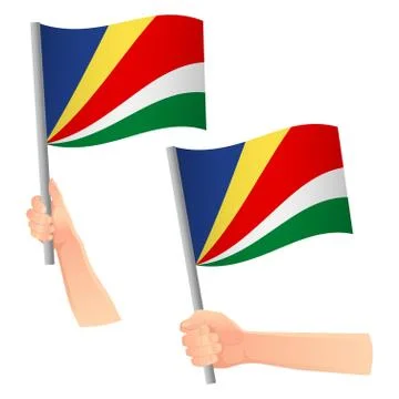 Seychelles flag in hand icon Stock Illustration