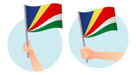 Seychelles flag in hand icon 스톡 일러스트