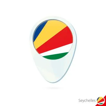 Seychelles flag location map pin icon on white background. Stock Illustration