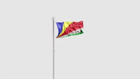 Seychelles   Flag Pole  Animation Include Alpha 3D Rendering Stock-Footage 283012275