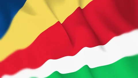 Seychelles Flag Seamless Loop 4k 60fps on Sky Background Stock Footage 340349087