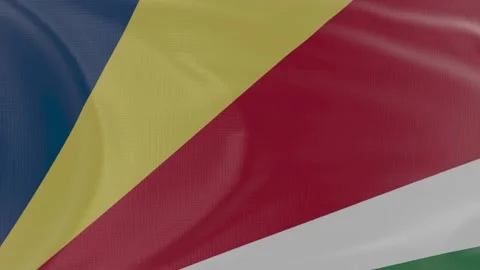 Seychelles flag in slow motion animation waving in the wind realistic Stock Footage 142996573