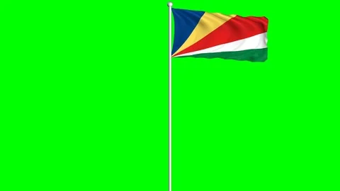 Seychelles Flag Waving Fluttering on Wind Loopable Green Blue Screen Matte Video stock 77572248