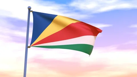 Seychelles Flag waving in the high wind Stock Footage 155459103