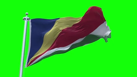 Seychelles Flag Waving in Loopable and Textured green screen background Stock Footage 296876233