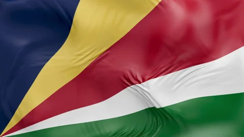 Seychelles flag waving Seamless silk flag 3d animation slow motion Looping Vídeos de archivo 337773182