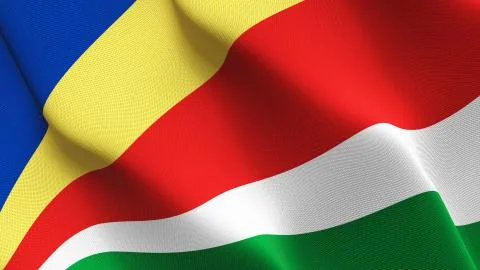 Seychelles flag waving on wind. Illustrazione stock