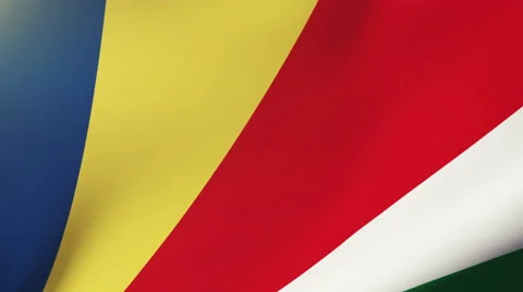 Seychelles flag waving in the wind. Looping sun rises style.  Animation loop Stock-Footage 48912448