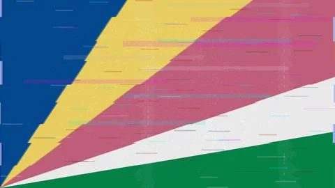 Seychelles Glitch Flag Vector - RGB Split Digital Video Frame Design Stockillustratie