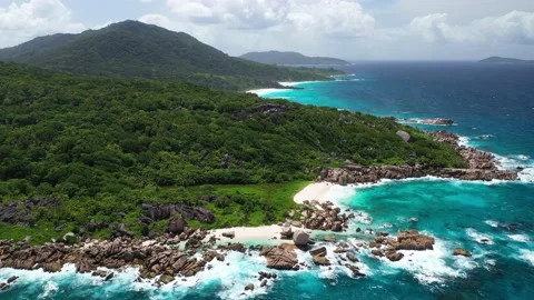 Seychelles island Anse Marron beach Stock Footage