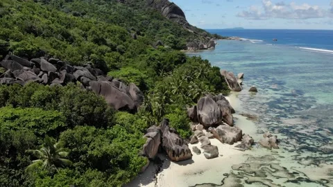 Seychelles Island Drone (La Digue) Stock Footage