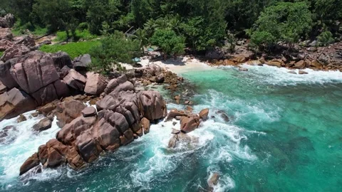 Seychelles La Digue Anse Caiman Island Paradise 4k Vídeo Stock 314792300