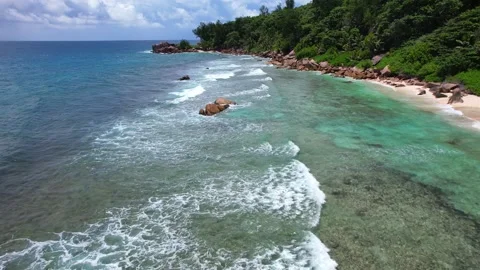 Seychelles La Digue Anse Caiman Island Paradise 4k Vídeo Stock 314792332