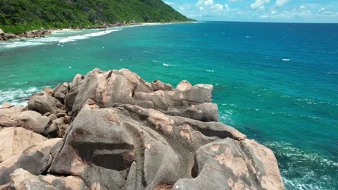 Seychelles La Digue Anse Caiman Island Paradise 4k Video stock 314792393