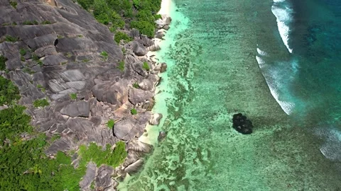 Seychelles La Digue Anse Source d’Argent 4k Vídeo Stock 314792298