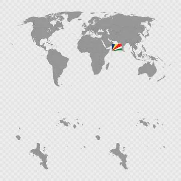 Seychelles Map Set with World Location. Stock Illustration