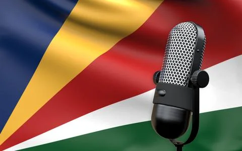 Seychelles national flag with microphone composition of voice of truth debate Stock Illustration
