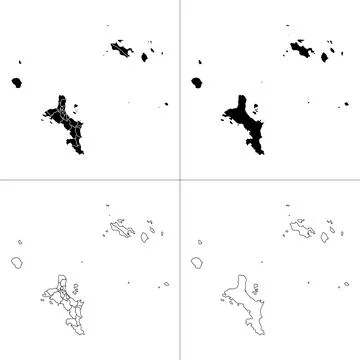 Seychelles Outline and Solid Fill Map Set. Stock Illustration