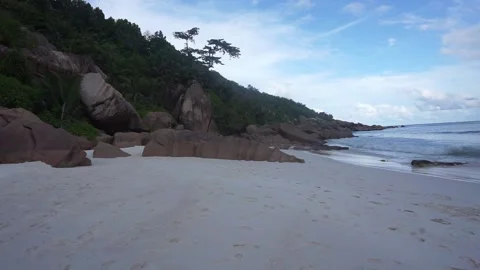 Seychelles Sandy Beach 2 Rocks and Palm Trees Vidéo 196581715