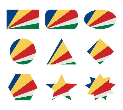 Seychelles set of flags with geometric shapes イラスト素材