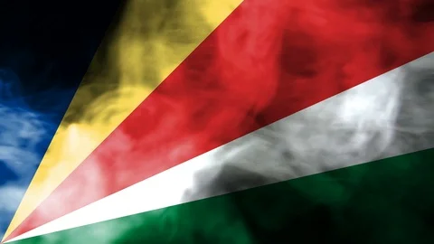 Seychelles smoke waving flag Stock Footage 98353049