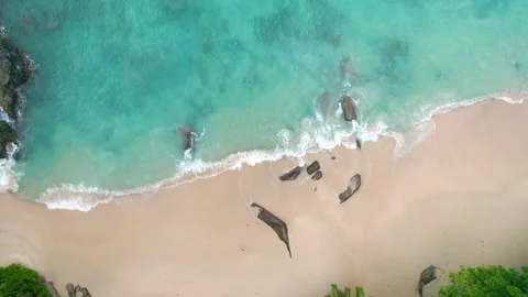 Seychelles sunset beach drone video Stock Footage 154960025