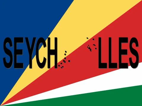 Seychelles text with map Stock Illustration