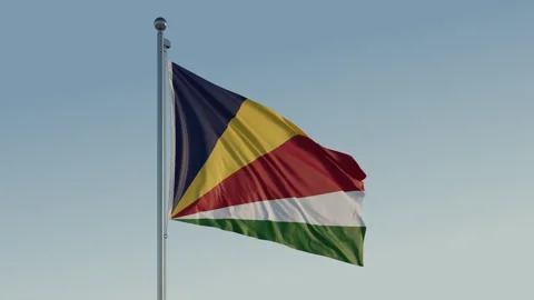 Seychelles Victoria Flag seamless loop Cinematic Realistic Waving Blue Sky Stock Footage 313349752