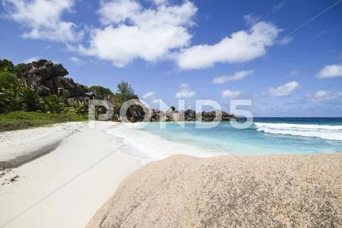 Seychelles, View Of The Petit Anse Beach At La Digue Island