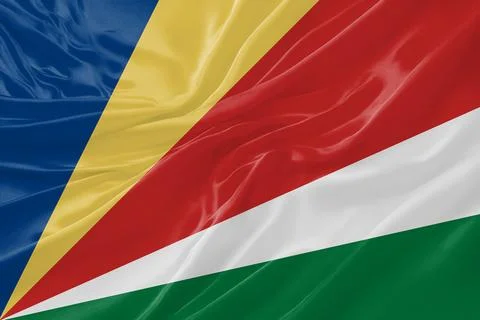 Seychelles Waving Flag Background with Silk Fabric Texture Stock Illustration