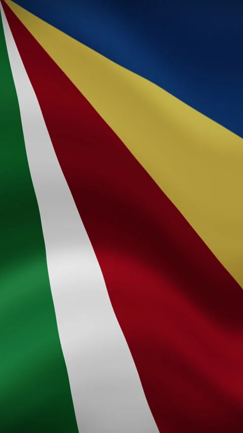 Seychelles Waving Flag in Vertical Orientation – Realistic Loop Animation Stock Footage 294948251