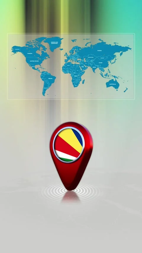 Seychelles World Map Pin Location Background Loop Vertical Video stock 343194507