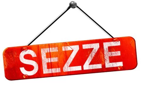 Sezze, 3D rendering, a red hanging sign Stock Illustration