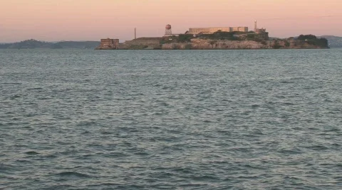 SF Alcatraz dusk Stock Footage 558661