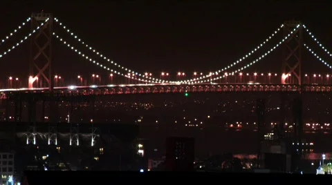 SF Baybridge night Stock Footage 558222