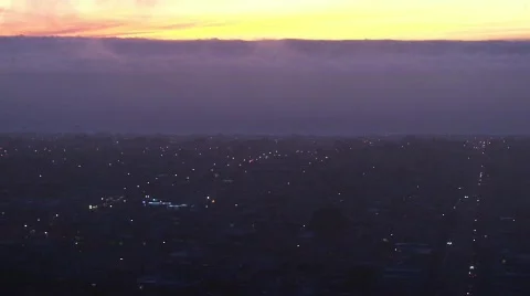 SF beachfog sunset-night Stock Footage 557310