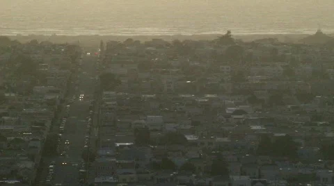SF beachfog,hawk-track sunset Stock Footage 557560