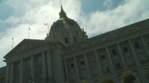 SF City Hall Low Angle Time Lapse Video stock 502746