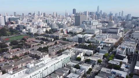 SF Drone Flying Close To Skyline Stock Footage 227059879