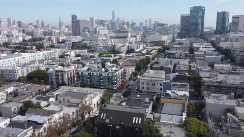 SF Drone Pan Up to Skyline Stock Footage 227065959