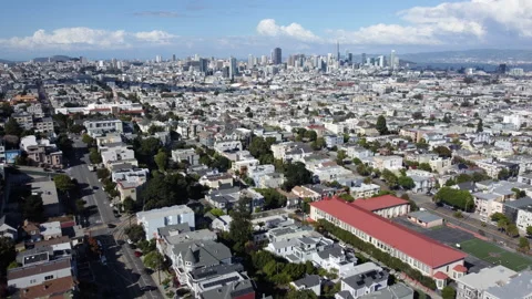 SF Drone Towards Skyline Stock Footage 227065091