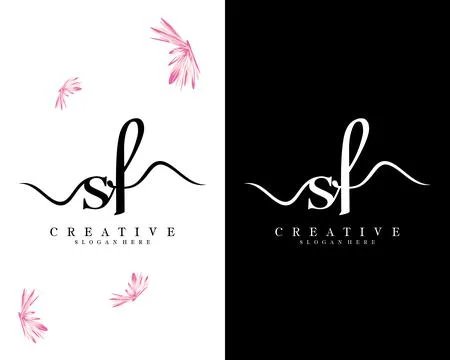 Sf, fs creative script font letter logo design template vector Stock Illustration