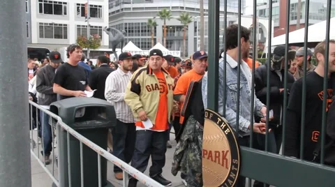 SF Giants Fans Line Stock Footage