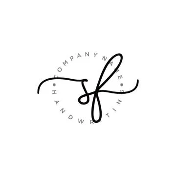 SF Initial handwriting logo design Stock Illustration