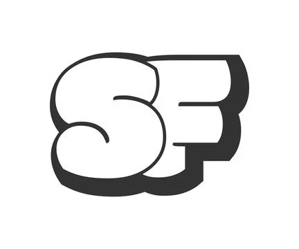SF logo, bubble comic lettering, rounded in graffiti style black and white .. イラスト素材