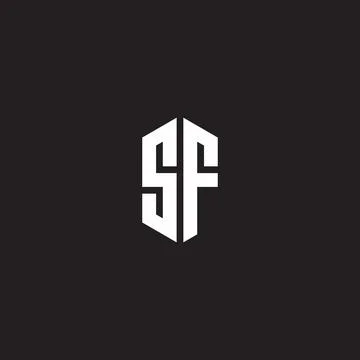 SF Logo monogram with hexagon shape style design template Stock Illustration