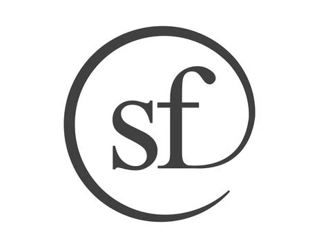 SF logo from two letter with circle shape email sign style. S and F round l.. 스톡 일러스트